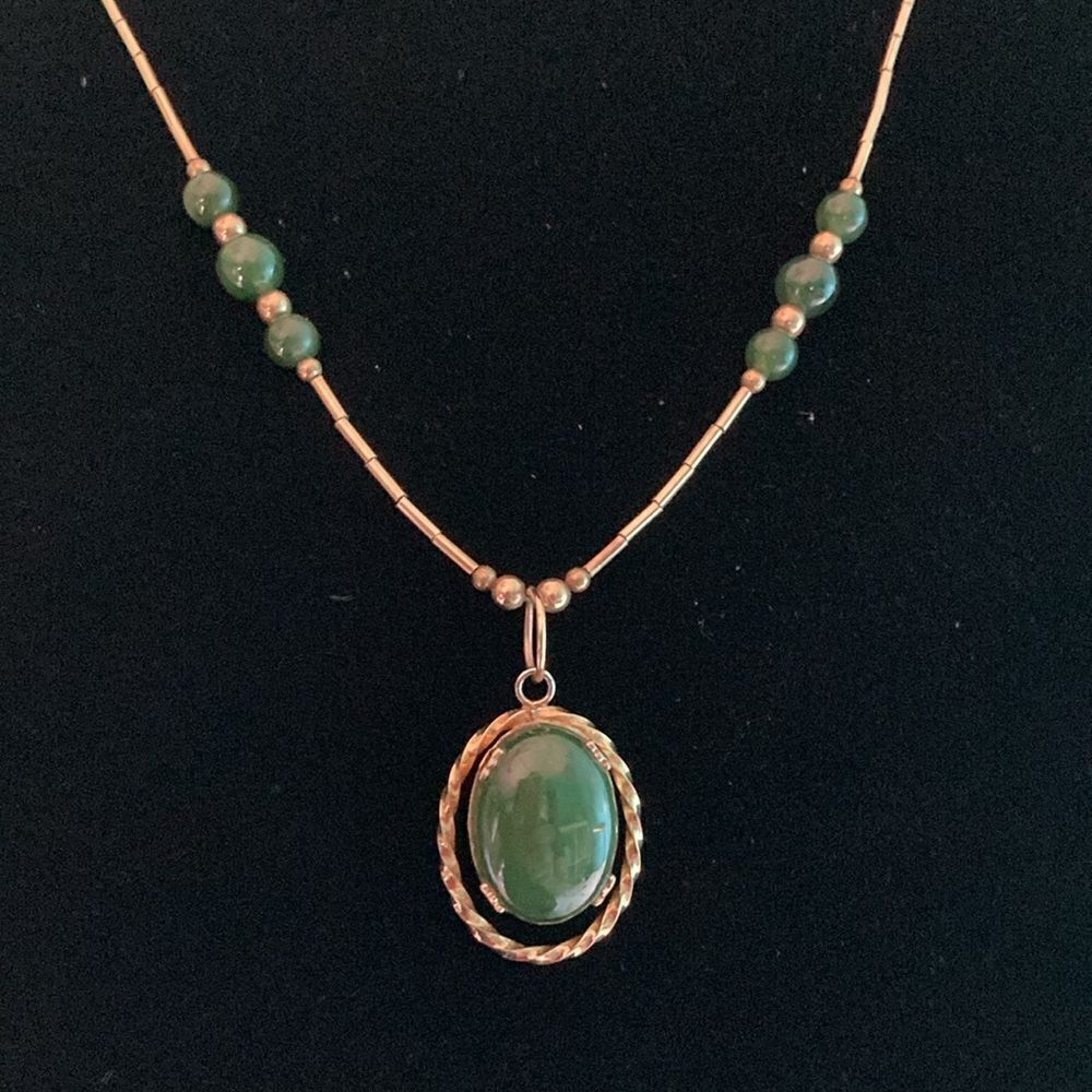 Jade Pendant Necklace marked 1/20 12K GF SORRENTO